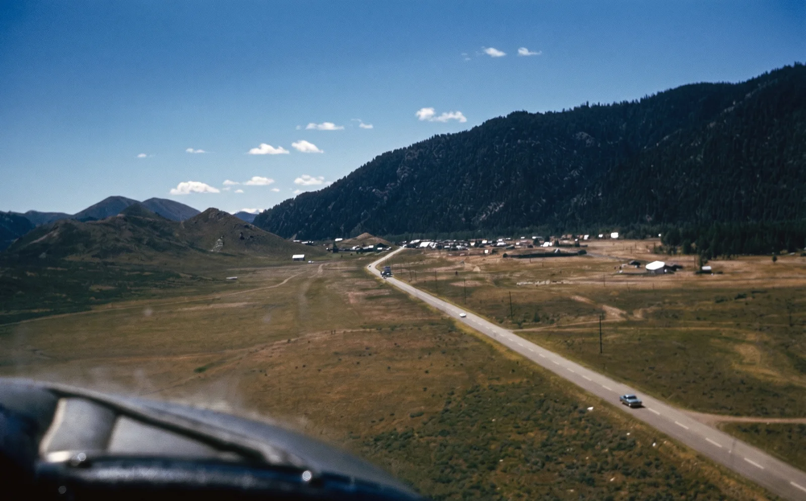 Aerial view of the airstrip in the early 1960s, before Bigwood Golf Course opened in 1971